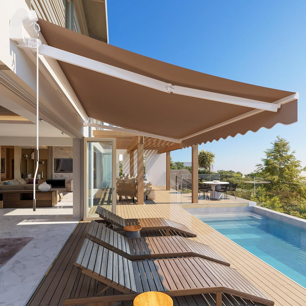 Patio Retractable Awning 13 x 8.2 ft Sun Shade Shelter Cover,Outdoor Patio Awnings for Shop, Restaurant, Cafe