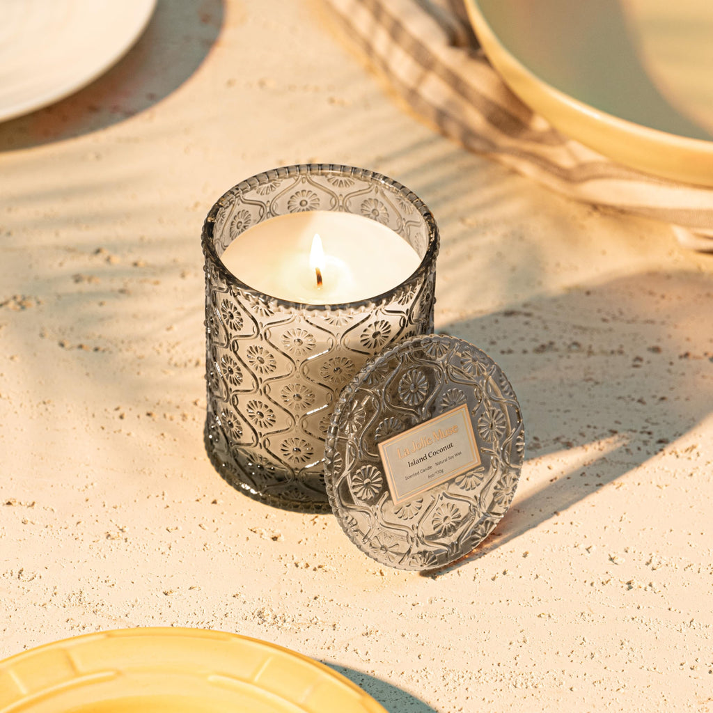 Island Coconut Vanilla Scented Candles, Soy, 40 Hrs