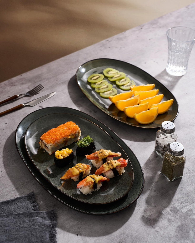 Serving Platters Set of 3 Sizes - Oval, Deep Forest