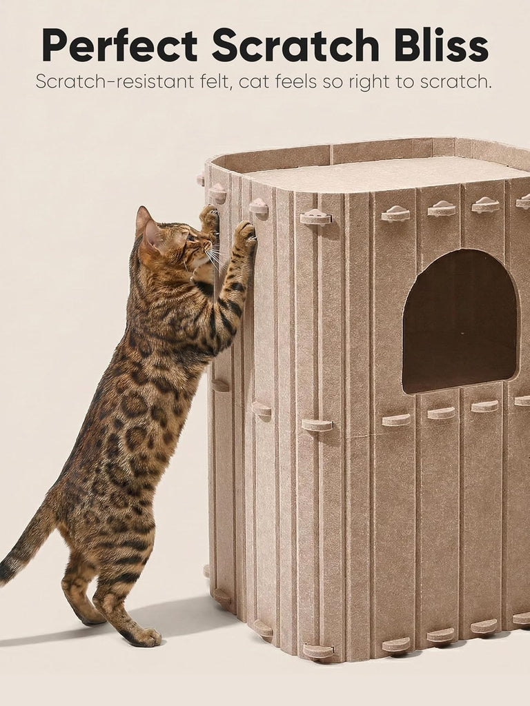 Cat House for Indoor Cats, Warm Felt Cat Bed, Scratch Resistant