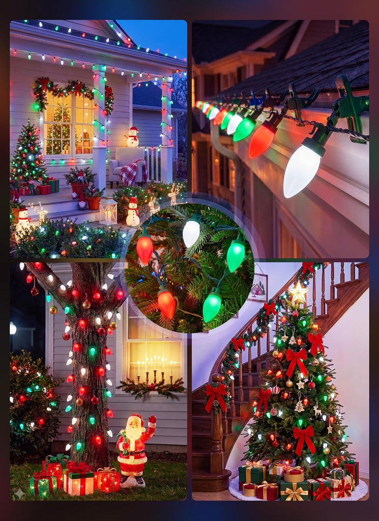 C9 Christmas Lights Outdoor, 81FT 100 LED C9 String Lights, Timer & 8 Modes