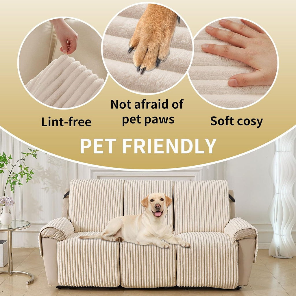 Waterproof Recliner Couch Cover Non-Slip Reclining Couch Covers Faux Fur Soft Thick Washable Recliner Sofa Covers 3