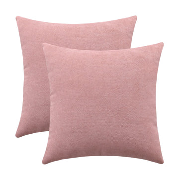 Decorative Dusty Rose Throw Pillow Covers Rustic Farmhouse Super Soft Square Chenille Comfy Solid Cushion Couch Cases