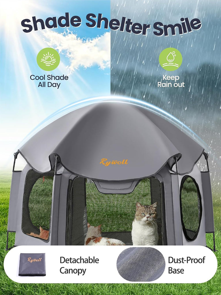 Catio Outdoor Cat Enclosure, 55" Extra Large Catio Pop Up Indoor Outdoor, Portable Cat Playpen Weatherproof