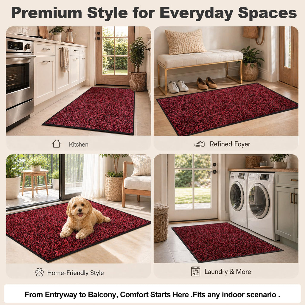Super Absorbent Front Door Mat, 36" x 24", Non-Slip Washable Indoor Doormats, Low Profile Entryway Rug Outdoor, Dirt