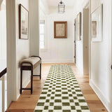 Checkered Plaid Area Rug 2x10, Soft Fuzzy Faux Wool Rugs Washable Anti Slip Rugs Long Runner Carpet 