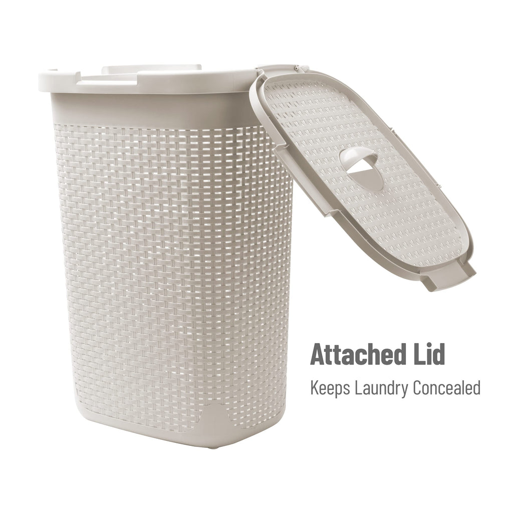 Slim Laundry Hamper with Lid, 60L Tall Clothes Basket, Narrow Tapered Design s, Closets and Laundry Rooms, Plastic