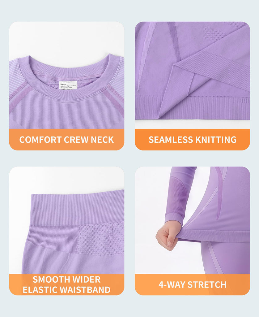 Kids Thermal Underwear Set Long Johns Thermals Top Bottom Warm Set
