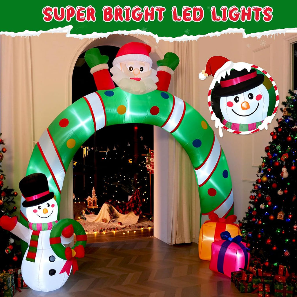 10.3Ft Christmas Inflatable Archway Outdoor Decoration, Blow up Giant Christmas Arch Tunnel with Inflatable