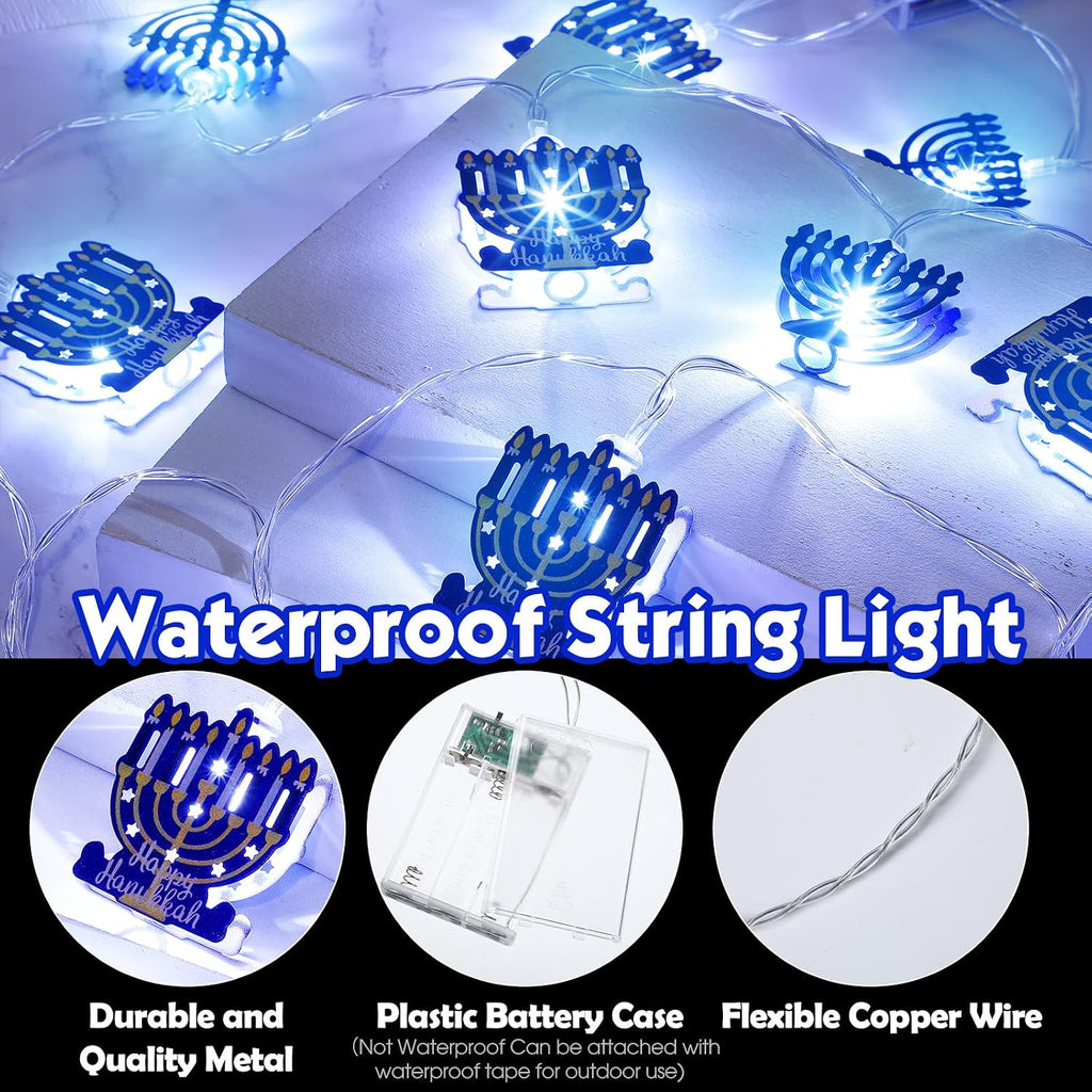 Strings 20 Feet 40 LED Hanukkah Lights Battery Operated - Set of 2