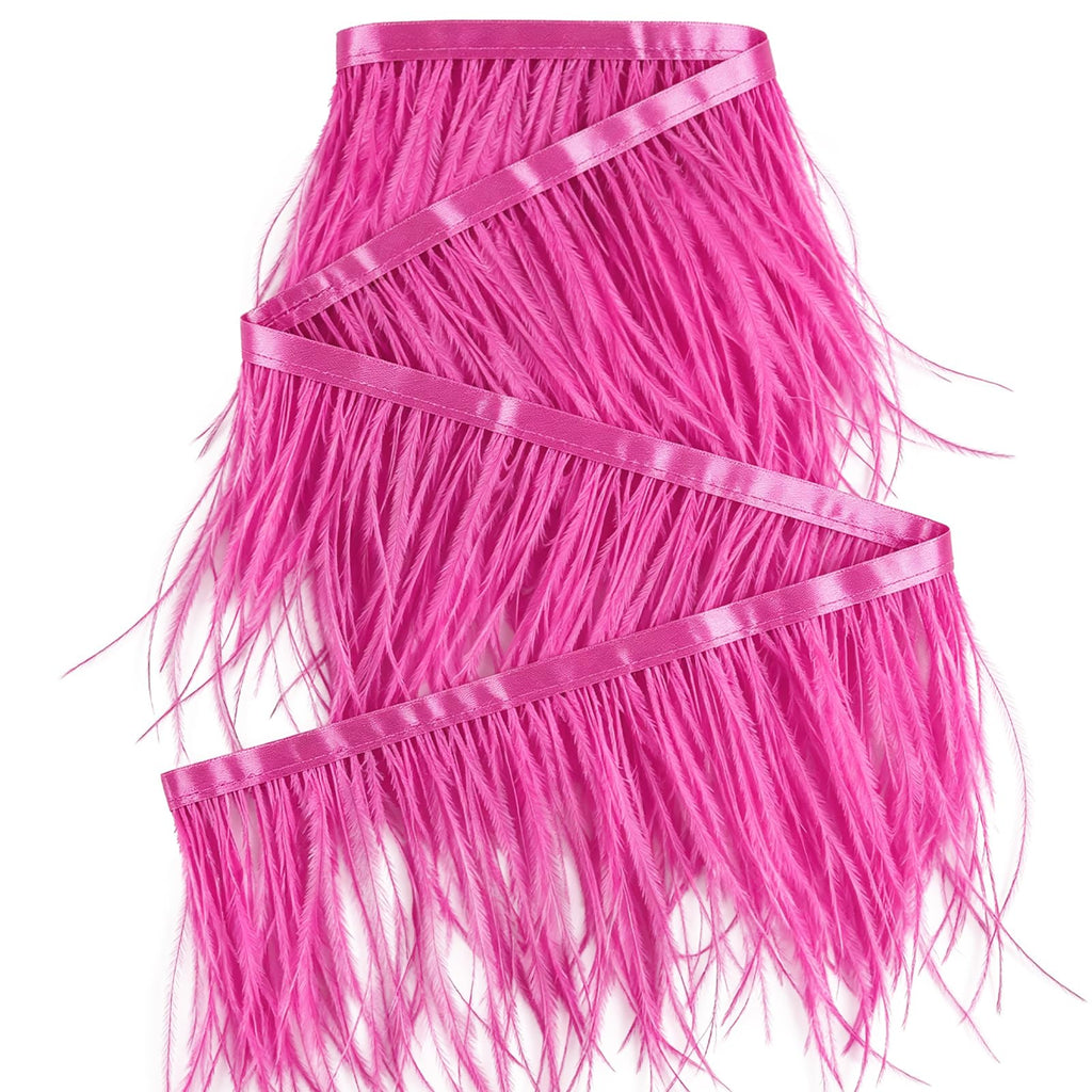 Peach Red Ostrich Feathers Trim Sewing Fringe 2Yard 4-6inch for DIY Dress Sewing Craft Clothing Latin Wedding Dress
