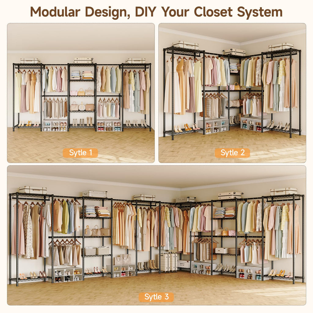 E5 Expandable Heavy Duty Large Freestanding Closet Organizer System