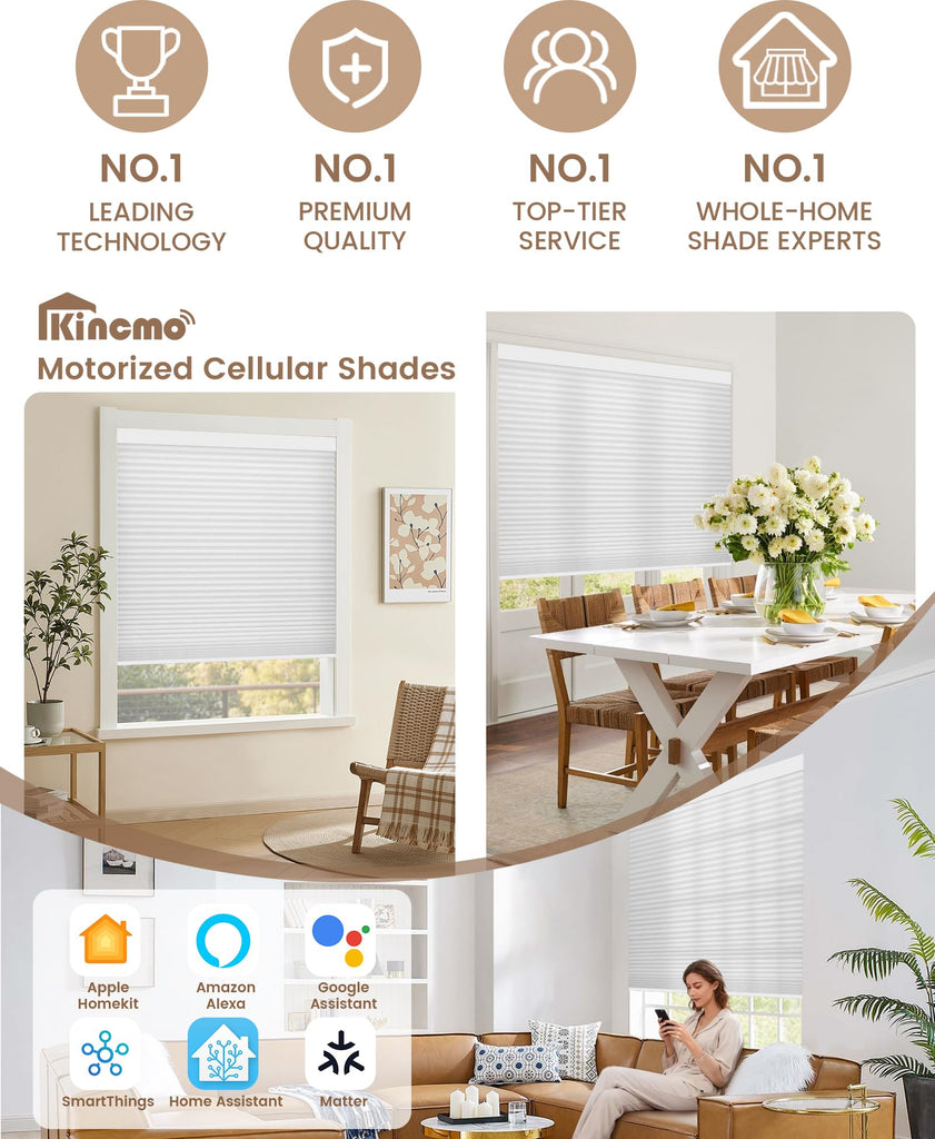 Motorized Cellular Shades, Custom Smart Motorized Blinds with Remote