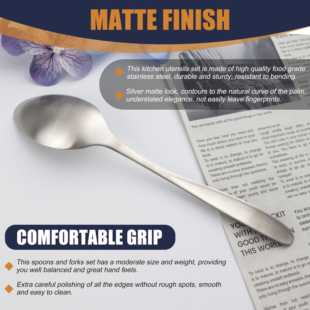 Matte Satin Silverware Set, Stainless Steel Flatware Set for 4, 20 Pieces