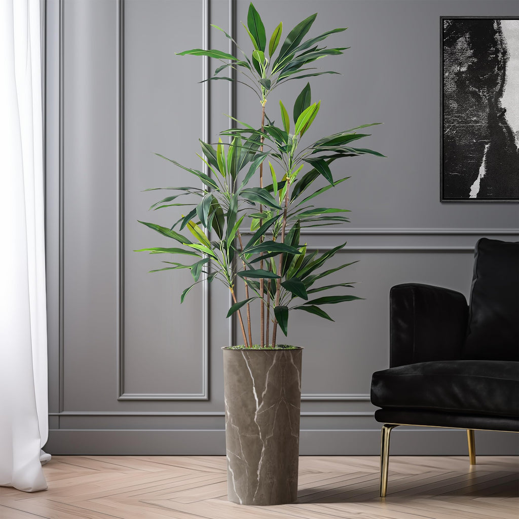 Artificial Tree in Modern Granite Effect, Fake Dracaena Tree Silk Tree for Indoor and Outdoor Home Decoration - 66"