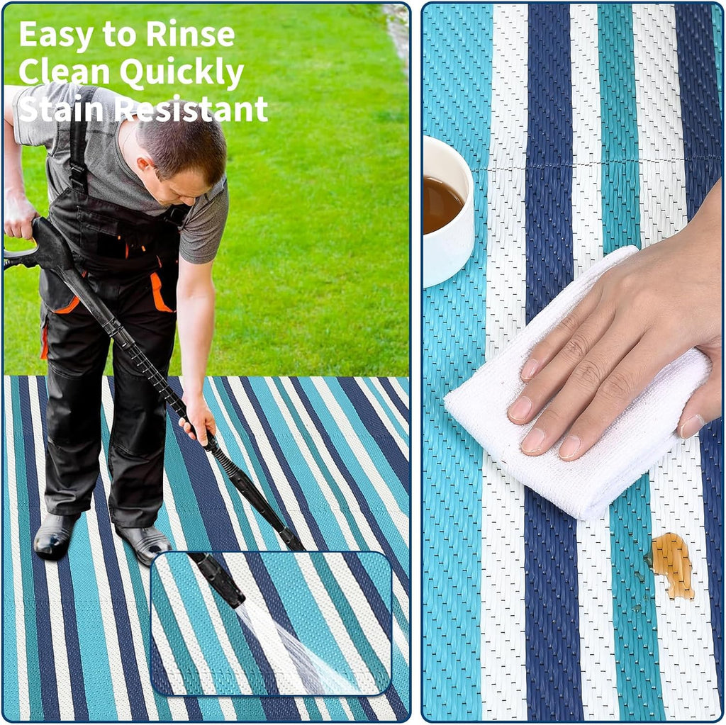 9x12 Outdoor Rug Modern Geometric Lines Plastic Straw Outdoor Rugs Striped Reversible Patio Outdoor Carpet Portable