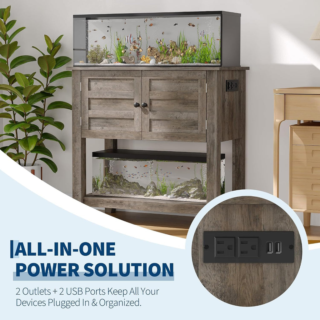 Aquarium Stand for 20-29 Gallon Fish Tank - 660 Lb Capacity, Retro Grey