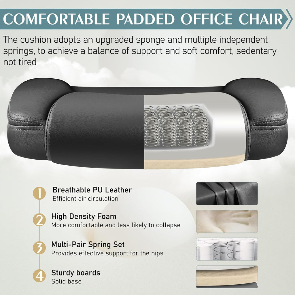 Leather, PU Home Computer Desk Chairs with Ergonomic Back Support, 360°Swivel Free，Small Gmaing Chair with Wheels and