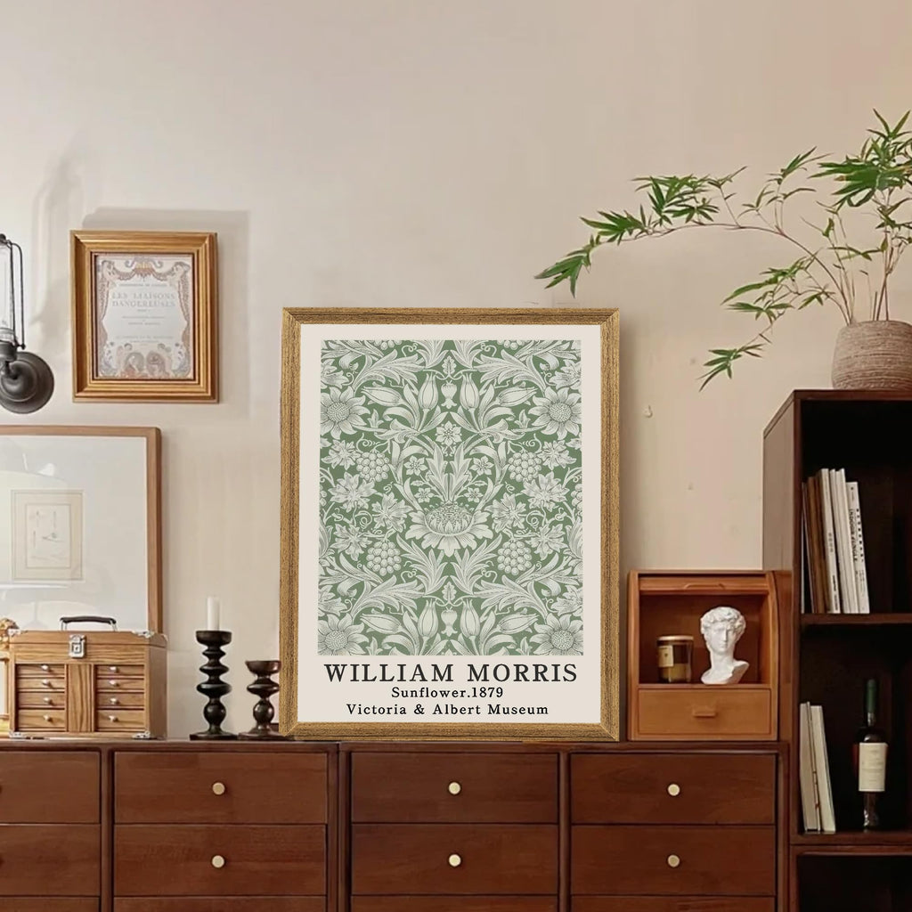 Framed William Morris Flower Pattern Canvas Wall Art 16x24 in x3