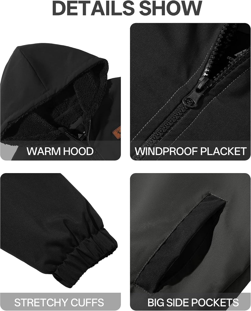 Boys Fleece Jacket Sherpa Lined Zip Up Hoodie for Kids