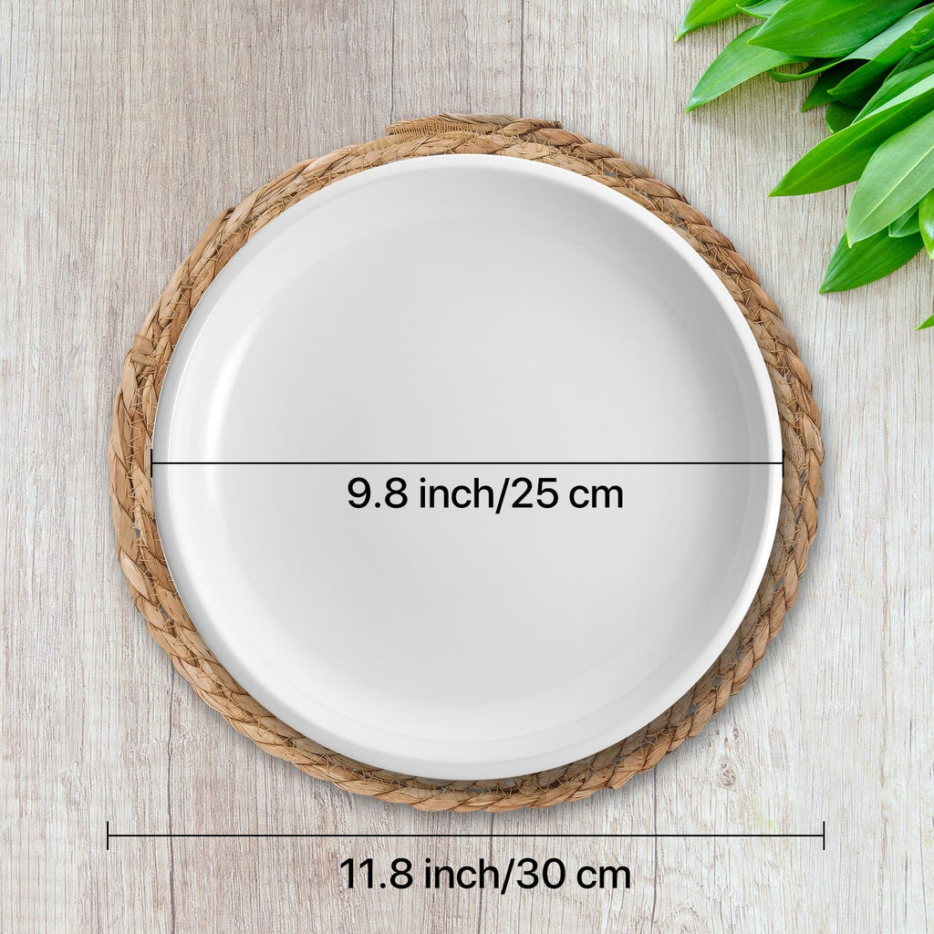 Round Woven Placemats Set of 4, with 72 Inches Long Farmhouse Macrame Table Runner Burlap Cotton Linen Table Runners