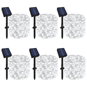 Solar String Lights Outdoor Waterproof 6 Pack Total 198ft White