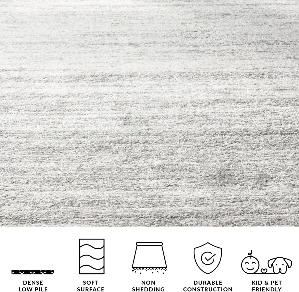 Area Rug 12x15 - Adirondack - Large - Ivory & Silver, Modern Ombre Design, Non Shedding & Easy to Clean