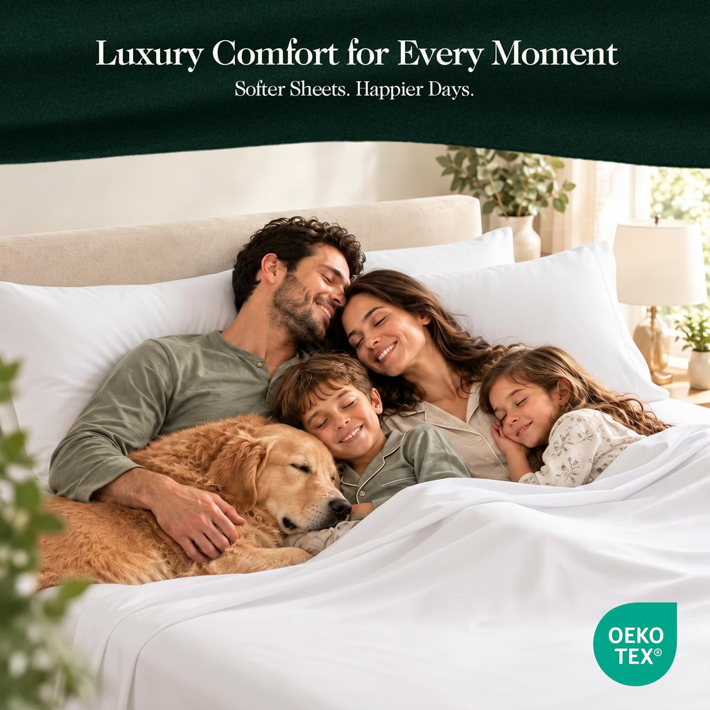 100% Certified Giza Egyptian Cotton Percale Sheets, Full, 4Pcs, White