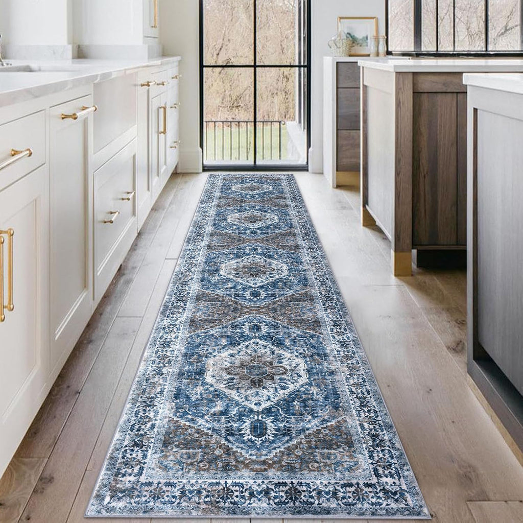 Long Runners for Hallways 2x10 Ft Washable Kitchen Runner Rug Boho Runner Rug for Entryway Indoor Bl