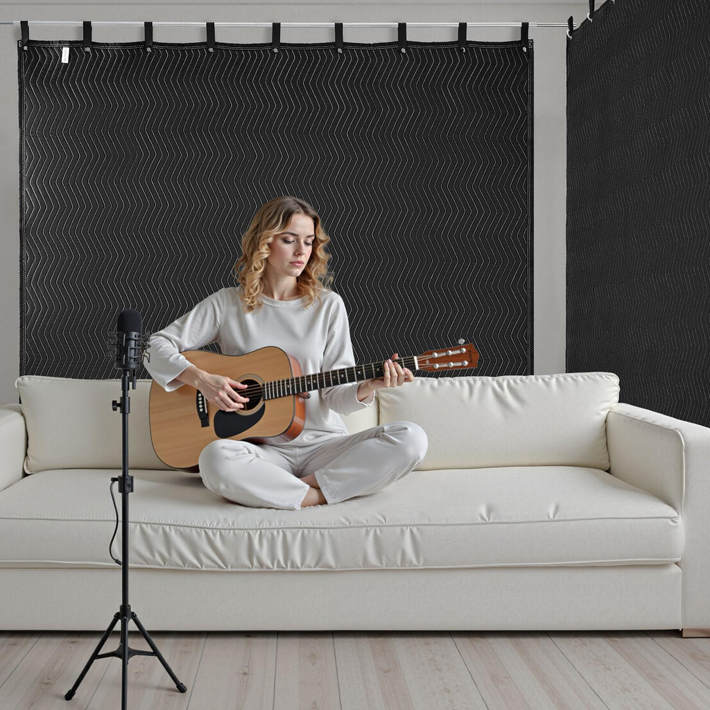 2 Pcs Sound Dampening Blankets, Soundproof Curtains with 96 x 80 in, Soundproof Blanket with Grommets, Studio