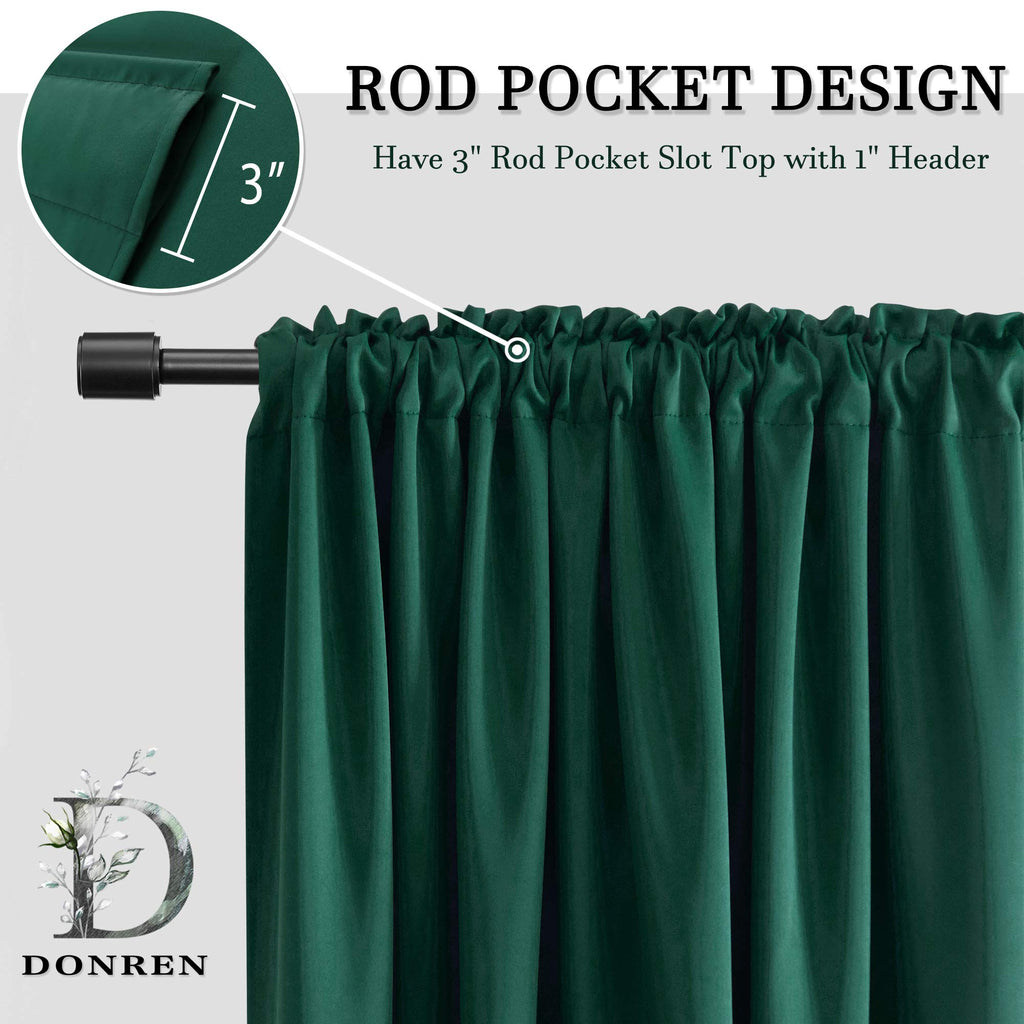 Hunter Green Blackout Thermal Insulating Window Curtain Panels with Rod Pocket (52 x 72 Inches, 2 Panels)