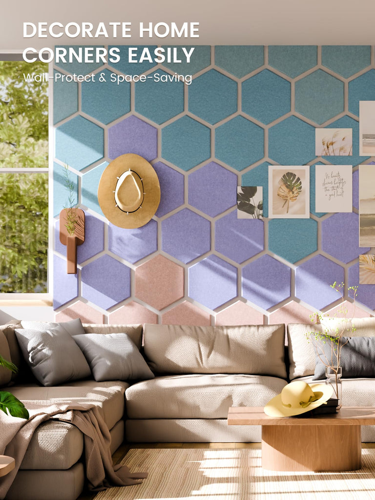 Large 12-Pack Hexagon Felt Bulletin Board Tiles, Coastal Haze