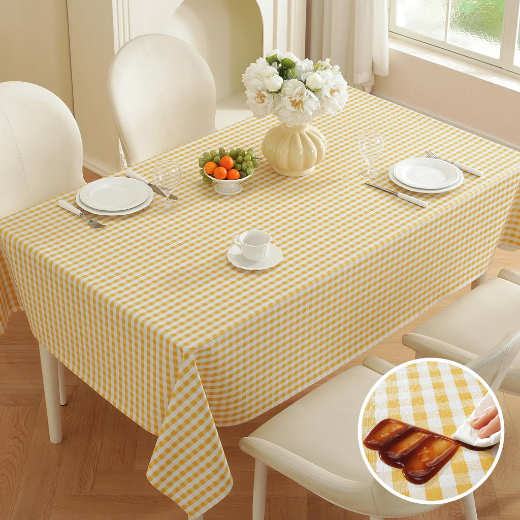 Rectangle Table Cloth, Vinyl Tablecloth, 60" x 84", Warm Yellow