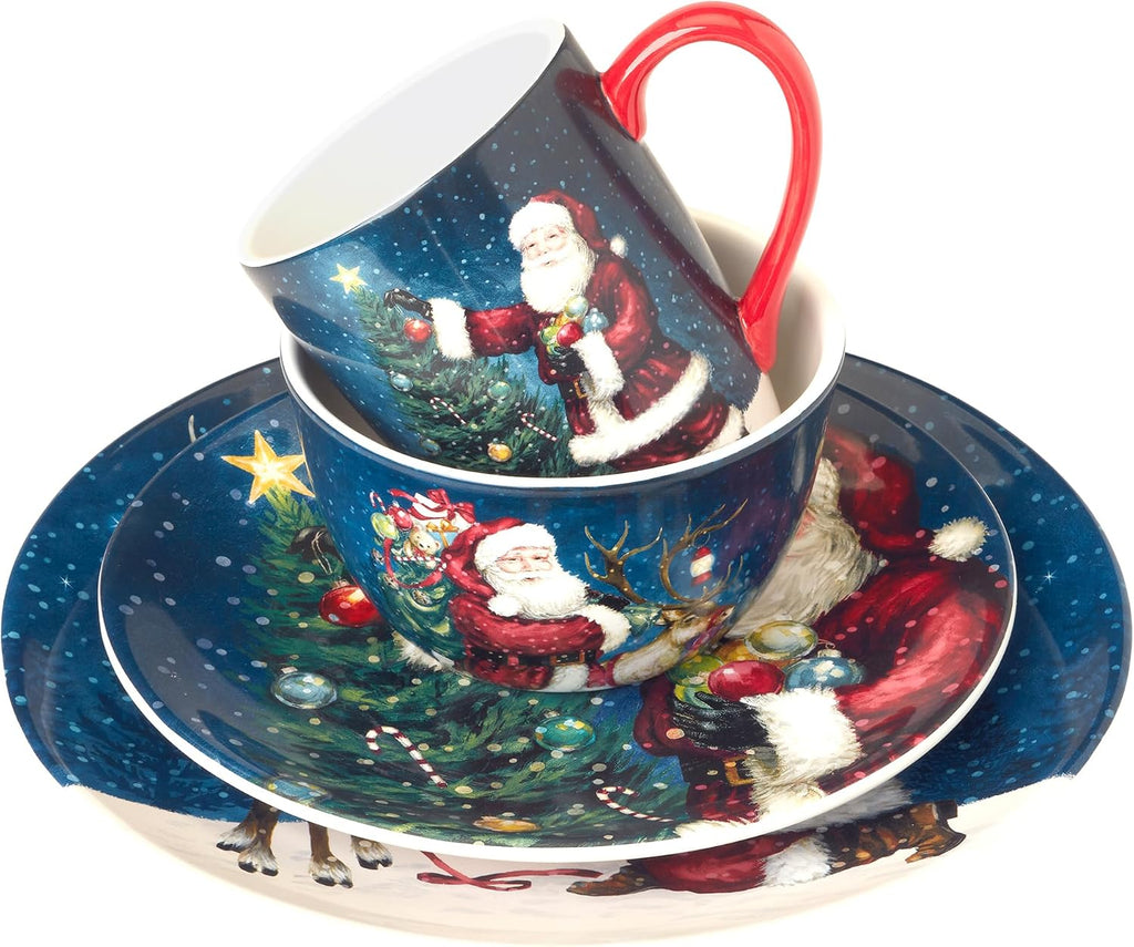 Santa's Secret Piece Holiday Dinnerware Set, Service for Celebrate the magic of Christmas with Santa