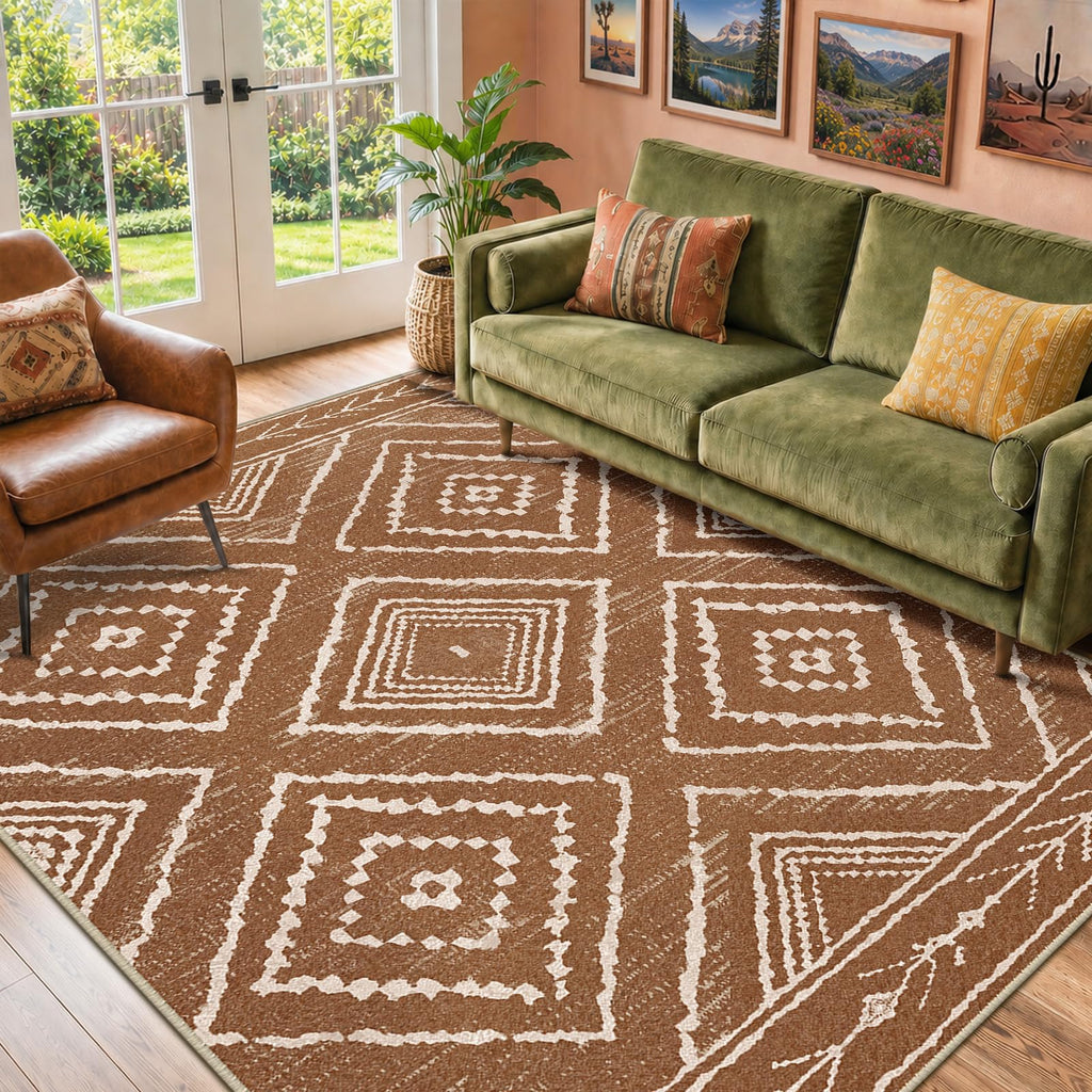 5'x7' Washable Area Rug Bedroom Yellowbrown