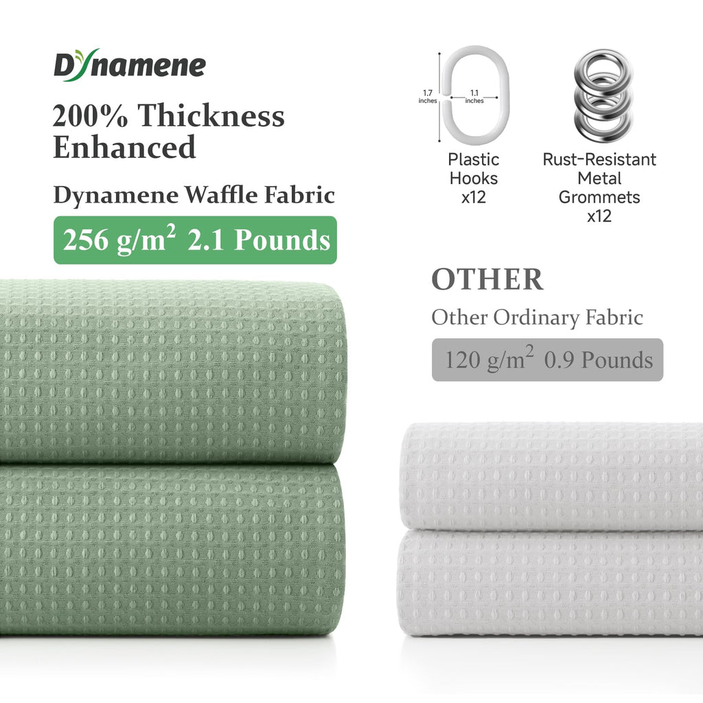 Extra Long Waffle Shower Curtain 256 GSM Fabric 72x96 Sage Green
