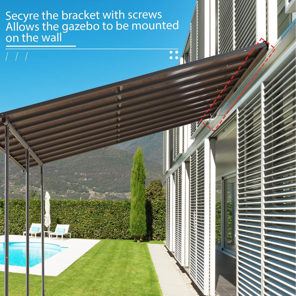 13' x 10' Wall Mount Gazebo Outdoor Pergola, Polycarbonate G - Image 6