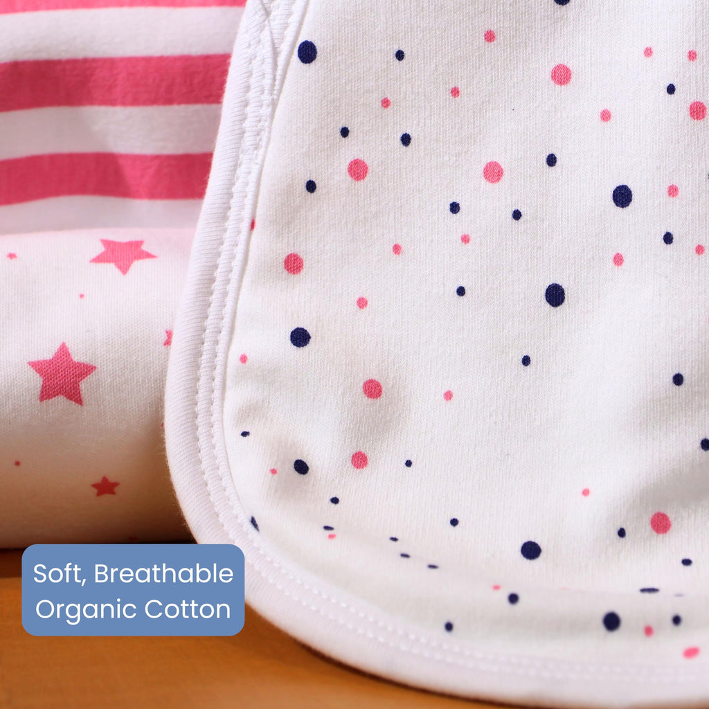 Organic Baby Burp Cloths 5 Pack - GOTS Certified Organic Cotton, Contoured Figure-8 Design, Extra Absorbent, 22x11