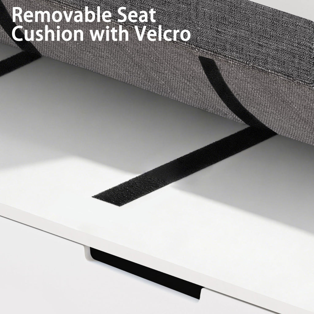 L Shape Corner Bench with Storage, Breakfast Nook Bench, Flip-Top Shoe Storage Benches with Cushion, White & Grey