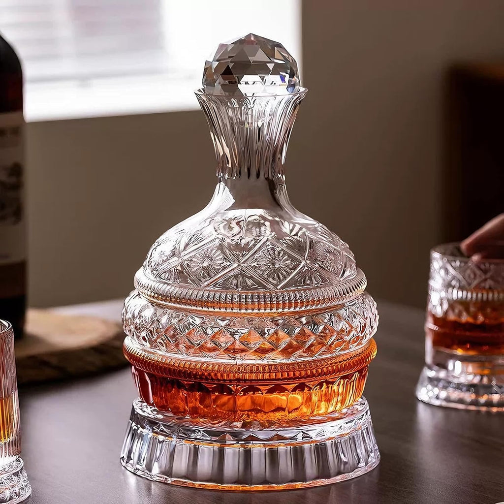 Decanter,1600ml Rotatable Glass Whiskey Decanter with Stopper