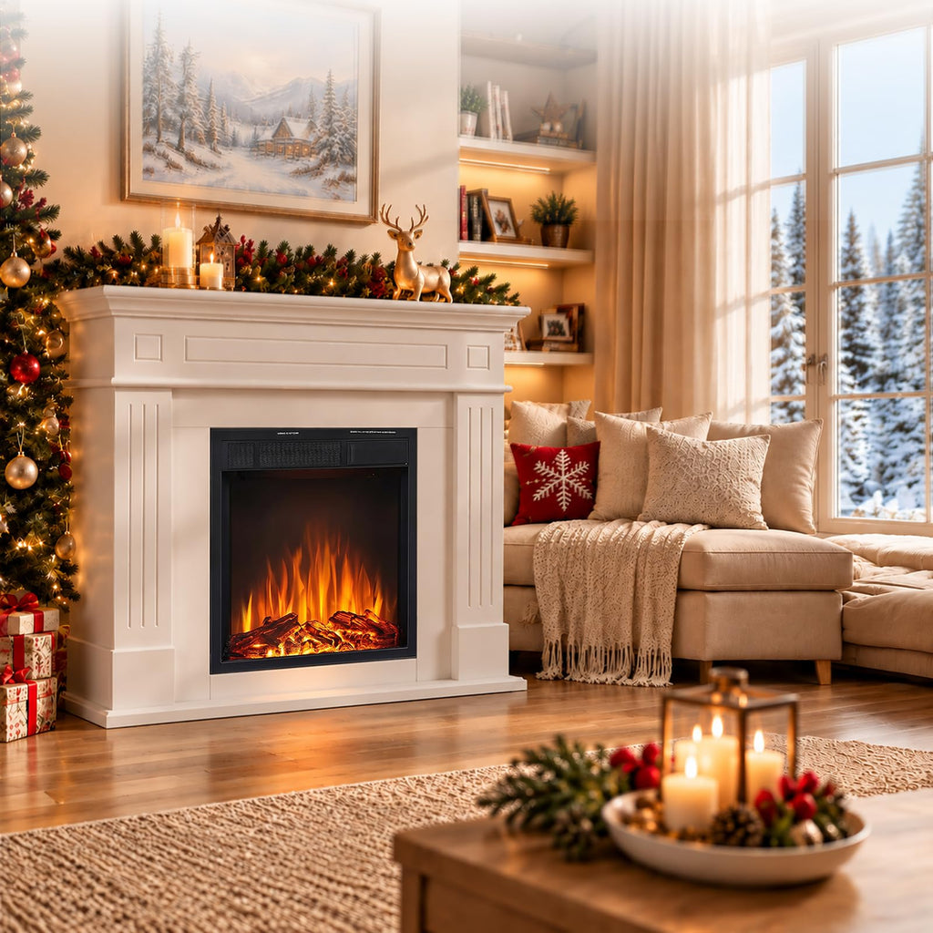 Electric Fireplace with Mantel, Classical Cream, (43inch)