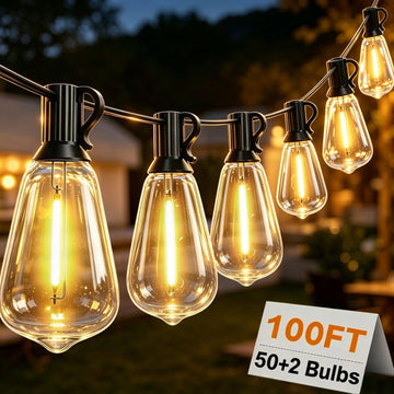 Outdoor String Lights, 52 LED ST38 Shatterproof Vintage Edison Bulbs