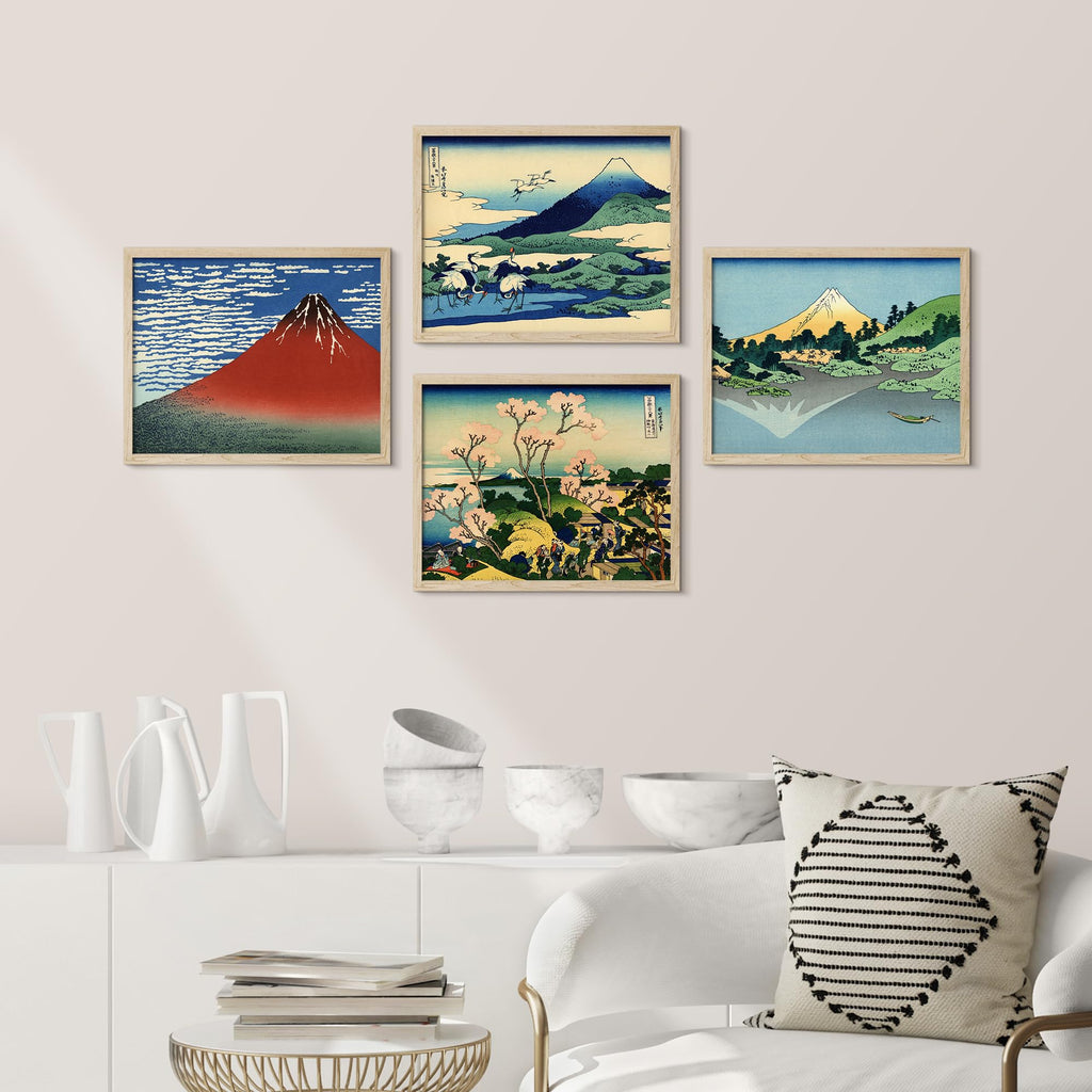 Framed Poster Japanese Ukiyo-e Art Prints Traditional Hokusai Landscapes Illustrations Fine Art Decorative Vintage