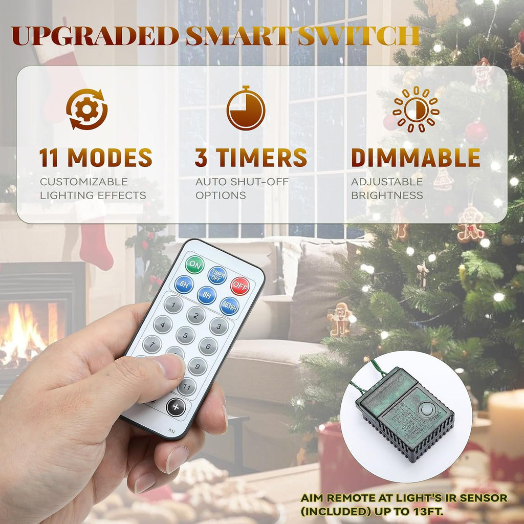Prelit Green Pencil Christmas Tree w/Remote & Pinecone Decor