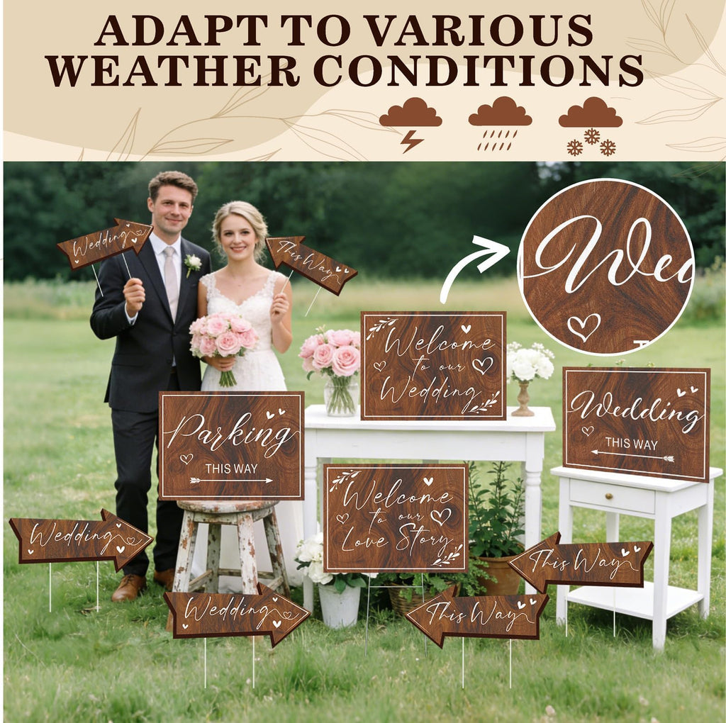 Wedding Welcome Signs for Reception Outdoor Weddings This Way Decor 10 Pack