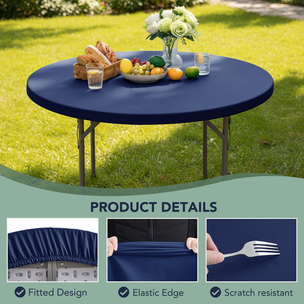 Cocktail Round Table Cover Fitted, Non-Slip Elastic Edge, 2-Pack