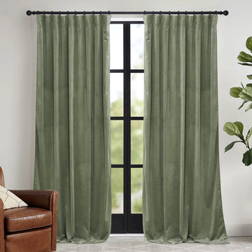 Sage Green Velvet Curtains 84 inches Bedroom