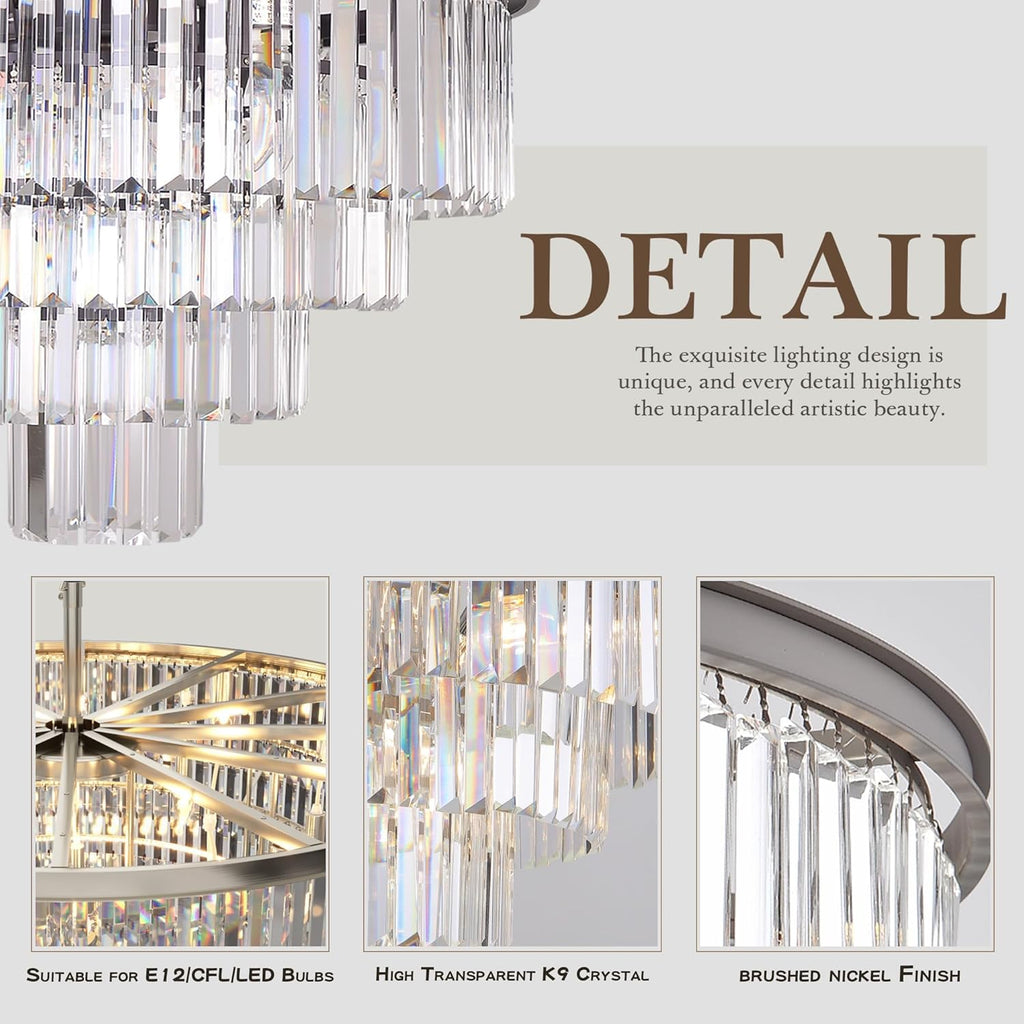 Inspired Odeon Style 5-Light Nickel Crystal 4-Tier Modern Chandelier - A107-B07WFCPDQY
