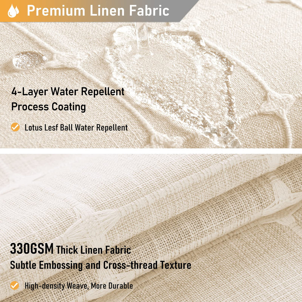 Beige Boho Farmhouse Linen Heavy Duty Set, 72x72, Cream