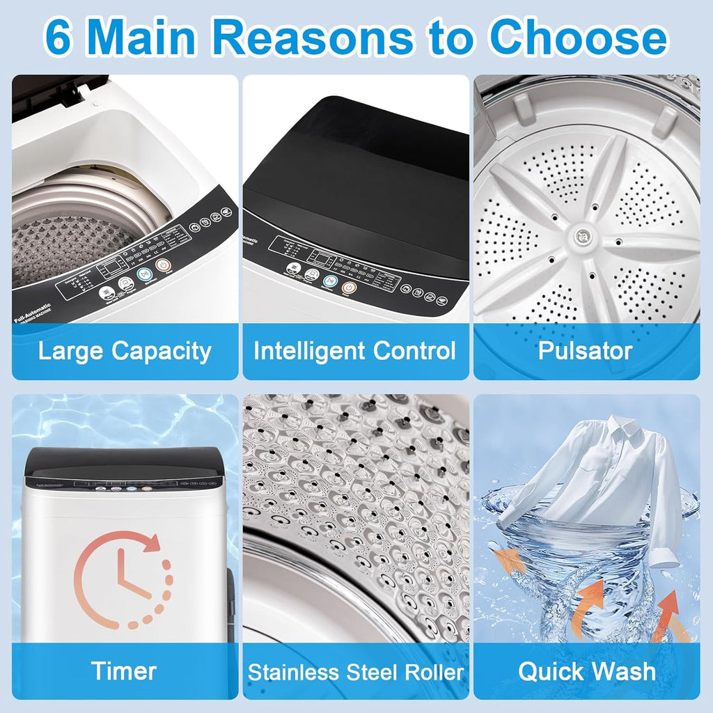 Portable Washer and Dryer Combo Set, 17Lbs Full-Automatic Washing Machine and 1.8 Cu.Ft Portable Clothes Dryer